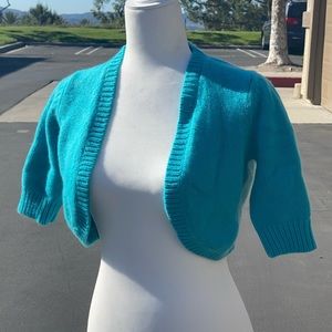 Turquoise 3/4 sleeve crop sweater